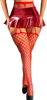 Fishnet Thigh High Stockings Red High Waist Tights Fishnet Lingerie for Women
