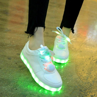 七彩發光鞋女學生韓版USB充電夜光鞋男LED閃♠極有家♠