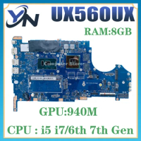 UX560UX Laptop Motherboard For ASUS Q534UQ UX560UQK UX560UXK UX560UQ Notebook Mainboard i3 i5 i7 6th/7th Gen V2G RAM/8GB