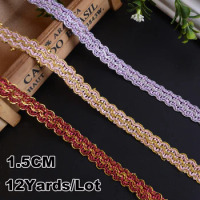 12Yards Curtain Lace Trim Ribbon Sewing Centipede Curve Lace 1.5CM Wide Patchwork Lace Border For Clothing Accessories DIY Sofa