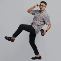 DGM Kemeja Pendek Kemeja Pria Flanel Pendek Kemeja | Flanel Pendek Flanel Pria Pendek Biru Garis Cok