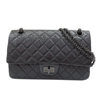【二手名牌BRAND OFF】CHANEL 香奈兒 黑色 菱格紋皮革 2.55 鍊帶包 A37586