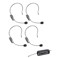 Top Deals UHF Wireless Microphone Headset 4 Channel Wireless Headset Microphone For PA System Teaching Fitness Loudspeaker