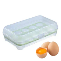 Egg Holder Container Egg Storage Tray With 15 Grids Leakproof Egg Tray Carriage Dispenser For Kitchen Refrigerator