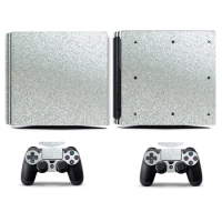 Shining Silver Bling Glitter Vinyl Skin Sticker for Sony PS4 Pro PlayStation 4 Pro and 2 controller Skins Stickers