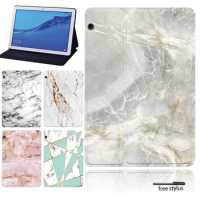 Tablet Case Huawei MediaPad T5 10.1/T3 10 9.6/T3 8.0/M5 Lite 10.1/M5 10.8/M5Lite 8 Shockproof Stand Cover with Marble Pattern