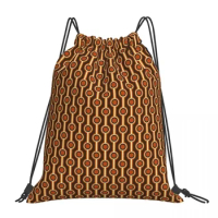 70s Retro Connected Balls In Orange And Brown Tones Pattern Backpacks Portable Drawstring Bag Sports Bag Book Bags For Man Woman