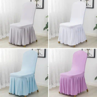 Pleated Integrated Elastic Chair Cover Hotel Chair Cover Banquet Chair Cover Home Restaurant Chair Cover