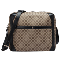 GUCCI 古馳 Diamante系列牛皮飾邊防刮PVC拉鍊記者包(咖啡)