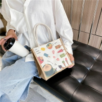 麻袋手提袋亞麻購物袋麻布便攜布袋子日系ins韓風大學生上課包