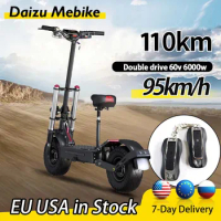 110KM Range Electric Scooter 60V 6000W Dual Motor Electric Scooters 95KM/H Fast 13Inch All-terrain Tires Hydraulic Brake