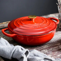 Multifunctional Enamel Pots Soup Pot with Micropress Lock Water Cast Iron Pot for Uniform Thermal Conductivity Cooking