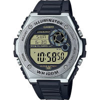 CASIO 卡西歐 10年電力金屬風計時手錶 送禮首選-黑 MWD-100H-9A