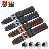 Double Color Silicone Watchband For Huawei Samsuang 20mm 22mm Waterproof Rubber Strap For Casio Seiko Men's Watch Chain