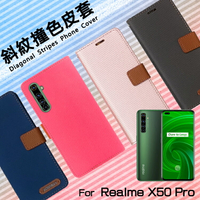 Realme realme X50 Pro RMX2075 精彩款 斜紋撞色皮套 可立式 側掀 側翻 皮套 插卡 保護套 手機套