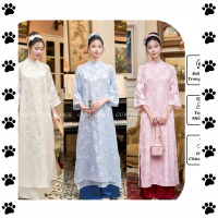 Vận chuyển từ Hà Nội Áo dài cách tân DƯ HY dáng suông 4 tà chất tơ dệt kim cao cấp mặc lễ tết, cưới