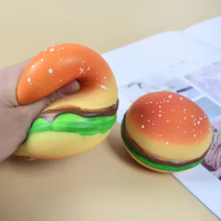 3D Squishy Hamburger Funny Burger Stress Ball Fidget Toys Silicone Decompression Silicone Anti stress Ball Fidget Sensory Toys