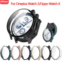 PC Case+Glass for Oneplus Watch 2 Smart Watch Tempered Glass All-around Bumper Protective Cover for Oppo Watch X Accessories