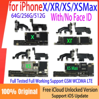 Free Shipping Original Mainboard for iPhone X XR XS Max Motherboard with Face ID 256gb Clean iCloud Unlocked Logic Board Plate