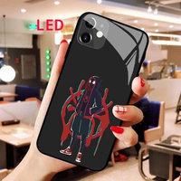 Luminous Tempered Glass phone case For Apple iphone 12 11 Pro Max XS mini Spider-Man Fall Protection RGB LED Backlight New cover