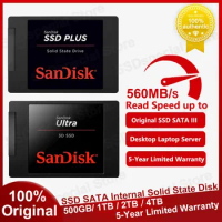 100% Original SanDisk SSD Ultra 3D SSD SATAIII Internal Solid State 250GB 500GB 1T 2T Hard Drive HD Disk 2.5 For Laptop Computer