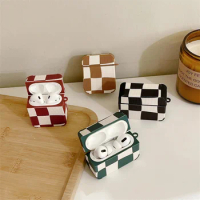 Cute Plaid Pattern Earphone Case For Apple Airpods Pro Cover For Airpods 3 2 1 Fashion Leather Silicone Headphone Charging Box