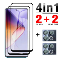 4in1 Full Cover Camera Lens Screen Protector For Infinix Note 40 4G Black Edge Tempered Glass For Infinix Note40 note 40 infinix