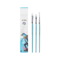 HIMI Gouache Paint Brushes Set 3 Pieces for Acrylic Oil Gouache Watercolor Painting Art Hobbyist Kids &amp; Adult Nylon Hair Wooden