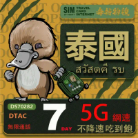 【鴨嘴獸 旅遊網卡】泰國7日吃到飽不降速 支援5G網速 泰國上網卡 泰國旅遊卡