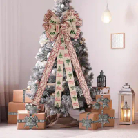 Delicate Christmas Bow Berry Print Reusable Christmas Tree Bowknot Xmas Wreath Gift Ornament Big Bow