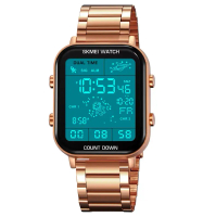 SKMEI Jam Tangan Digital Pria Elegant - 2301 Waterproof Kaca Stainless Watches tanggal aktif white