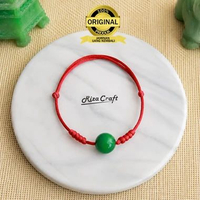 Gelang Aeasthetic Tali Merah Batu Alam Giok Hijau Cina Keberuntungan Terbaru Asli 100 % Original Unt