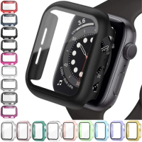 Glass Film For Apple Watch Case 45mm 41mm 44mm 40mm 42mm 38mm Bumper Screen Protector+Cover iWatch Series 8 7 6 5 4 SE PC Shell