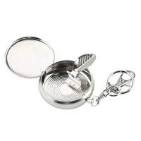 Mini Stainless Steel Cigarette Ashtray Key Chain Cigarette Supplies Portable Vehicle Round Shaped Smoking Accessories Ashtray