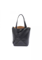 Loewe Pre-Loved LOEWE puzzle fold mini Handbag leather black 2WAY