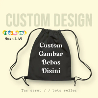 Stringbag Hitam Custom Gambar Sesuai Request | tas kuliah tas sekolah kado souvenir