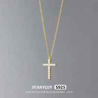 สร้อยคอ JYJIAYUJY เงินแท้ S925 ของแท้ 100% ทรงไขว้ ประดับเพทายสีขาวสองสี สไตล์แฟชั่น ลำลอง และสง่างา