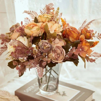 2Peony Pink Silk Bouquet Hydrangea Artificial Flower Bride Wedding Home Lavender Decoration Artificial Flowers Party Accessory