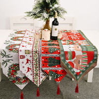 聖誕桌布 圣誕創意桌旗針織長條桌布圣誕老人餐桌裝飾布圣誕節家居裝飾用品