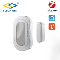 Tuya Zigbee Door Window Sensor Magnetic Contact Switch Rechargeable Battery Tuya App Real time Control for Burglar Intrusion