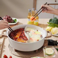 Double Hot Pot Food Warmer Instant Noodle Vegetable Non-stick Divided Chinese Hot Pot Ramen Electric Fondue Chinoise Cookware