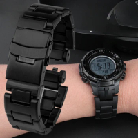 Plastic Steel Watch Strap for Casio Watchband Fold Buckle Men's PRW-6000/6100/3100/3000 Black Integrated Waterproof Accessories