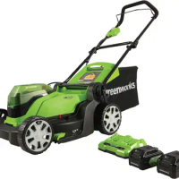 Greenworks 48V (2 x 24V) 17" Cordless Lawn Mower (125+ Compatible Tools), 4.0Ah Batteries and Dual Port Rapid Charger Included