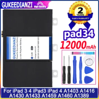 GUKEEDIANZI Battery 12000mAh For Pad34 for IPad 3 4 IPad3 IPad 4 A1458 A1403 A1416 A1430 A1433 A1459 A1460 A1389 Batteries