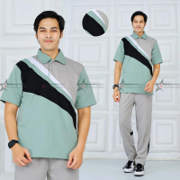 Setelan Baju Olahraga Pria Lengan Pendek / Seragam Olahraga Lapangan Kelompok Celana Sport