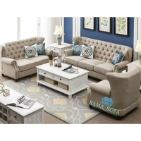 sofa Chesterfield set 321 sofa tamu sofa minimalis sofa retro - putih gading, 321 tanpa meja