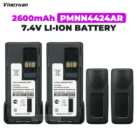 2PC PMNN4424AR 7.4V 2600mAh Li-ion Battery for Motorola APX 1000 APX 2000 APX 3000 APX 4000 Two Way Radio Battery With Belt Clip