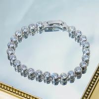 Classic Tennis Bracelet 0.3ct High Carbon Diamond S925 Sterling Silver Platinum Plated Fine Jewelry for Women Party Super Flash