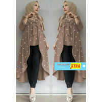 Baju Tunix Viane Mutiara Milo RO Tunik Wanita crepe coklat milo Kekinian@@ Fit Muslim Atasan Gamis