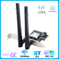 AX210 WiFi 6E Intel AXE3000 PCI wireless Adapter Bluetooth 5.2 Triple Band 2.4G/5G/6Ghz WiFi Card For Win10/Win 11 For PC